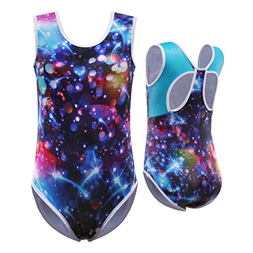 ZNYUNE Niña Maillots Gimnasia sin Manga 166 Galaxia 10A