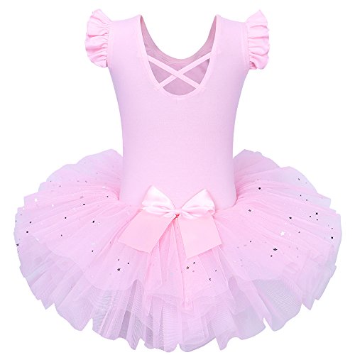ZNYUNE Niña Tutu Vestido de Ballet Danza Clásico 184 Rosa XL para 5-6 años