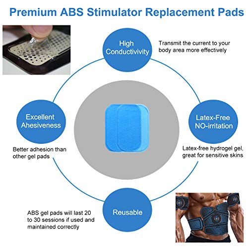 zociko EMS Gel Pads para Electroestimulador Muscular, EMS Gel Hojas para Estimulador Muscular Abdominales, Masajeador Eléctrico Cinturó Repuesto de Repuesto Accesorios 32 Piezas