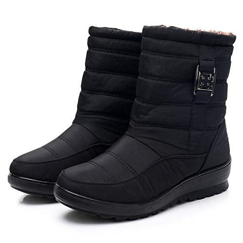 ZODOF Botas de Nieve para Mujer Mujeres Calientes de Invierno Botas para la Nieve Botas Casuales para Mujer Botines cálidos Botas de Mediana Edad