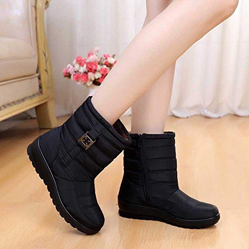 ZODOF Botas de Nieve para Mujer Mujeres Calientes de Invierno Botas para la Nieve Botas Casuales para Mujer Botines cálidos Botas de Mediana Edad