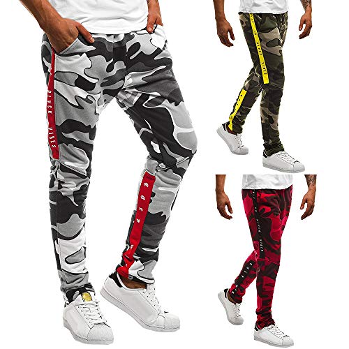 ZODOF Moda Hombres Sueltos Pantalones para Otoño Invierno de Bolsillo Joggers Ocasionales Deportes de Pantalones chándal cómodos Holgados