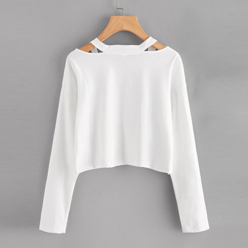 ZODOF Mujeres Sudaderas con Capucha De Manga Larga Panda Impresión Moda Chica Bonita Ropa Deportiva Women Sudaderas Cortas Sweatshirt Pullover Tops Shirt Blouse Camisetas Mujeres Suéter (S, Blanco)