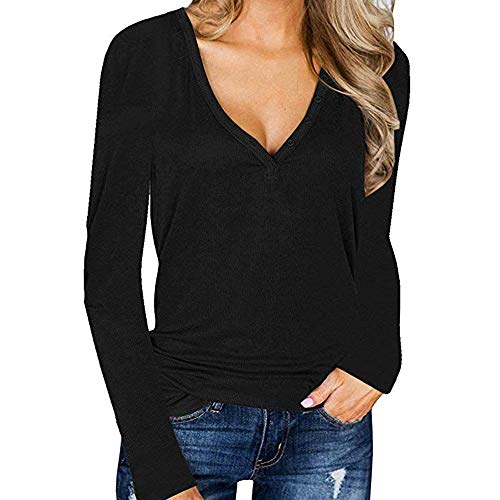 ZODOF Mujeres Suelto Jersey Suéter Pullover Cárdigan Striped Camiseta Cuello Redondo Mujer Damas Botón Casual Manga Larga Sudadera Cardigan Casual Loose Oversize Jerséis T-Shirt tee Tops