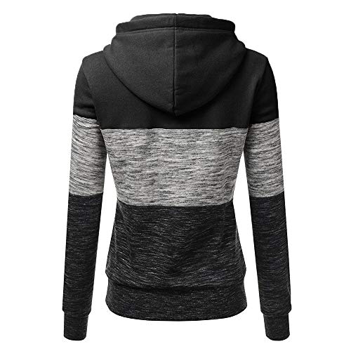 ZODOF Sudaderas con Capucha Mujer Hoodie Pullover Camiseta Blusa Tops de Manga Larga Empalme de Moda Basico Deportivo para Mujer Chica(M,Negro)