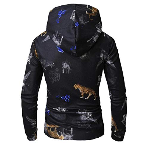 ZODOF Top de Temperamento Bordado de otoño Suéter de Bordado de Manga Larga para Hombre Suéter de Salida Superior para Camiseta