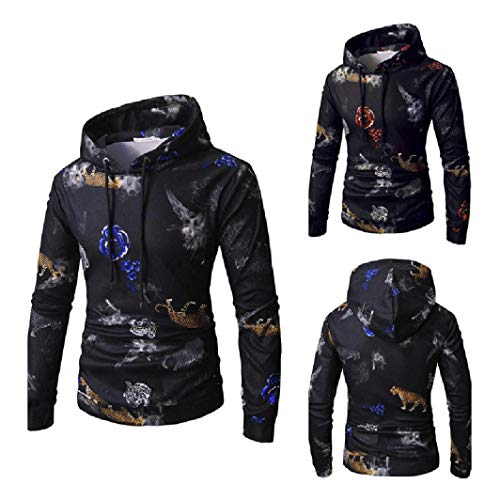 ZODOF Top de Temperamento Bordado de otoño Suéter de Bordado de Manga Larga para Hombre Suéter de Salida Superior para Camiseta