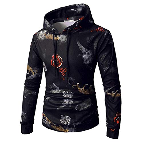 ZODOF Top de Temperamento Bordado de otoño Suéter de Bordado de Manga Larga para Hombre Suéter de Salida Superior para Camiseta