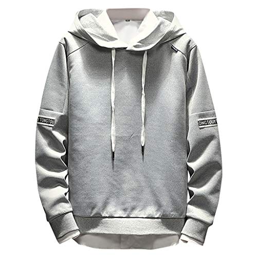 ZODOF Unisex Sudaderas con Capucha Impreso Moda Gorra Y Manga Larga Guardia Sencillo Letras Impreso Tallas Grandes Chaqueta Abrigos Pullover,Gris