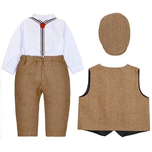 ZOEREA Bebé Chicos Conjunto de Conjunto Page Boy Trajes 4 Piezas Chaleco + Camisa + Pantalones + Chaqueta de la Boina Caballeros Boda Bautizo Conjuntos de Ropa