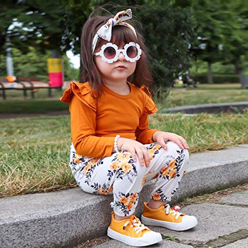 ZOEREA Conjunto de Ropa de Bebé Niña Encantador Manga Larga Tops con Volantes + Pantalones Floral + Venda Recién Nacido Niñas Otoño Primavera Trajes 3 Piezas