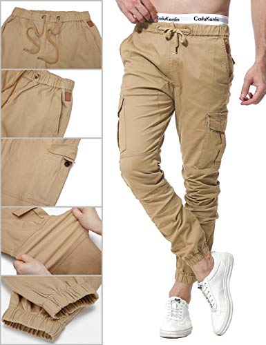 ZOEREA Pantalones Hombre Casuales Deporte Elásticos Joggers Largos Pants con Bolsillos Algodón Slim Fit Cargo Trouser de Hombres