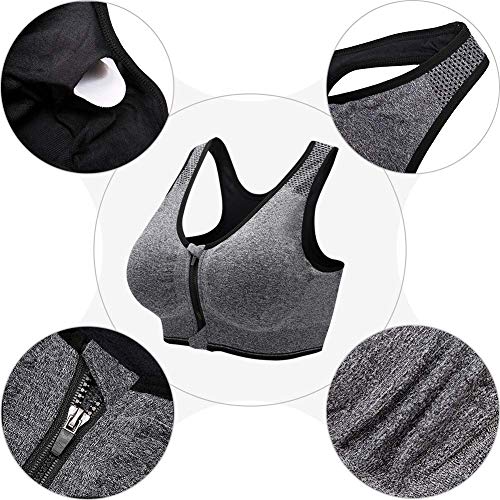 ZOEREA Sujetador Cierre Delantero Deportivo para Mujer Gimnasio Ropa con Almohadillas Extraíbles para Correr Sin Costuras Yoga Fitness 2 Piezas ZOEREA Sujetador Cierre Delantero Deportivo para Mujer Gimnasio Ropa con Almohadillas Extraíbles para Correr Sin Costuras Yoga Fitness 2 Piezas