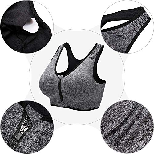 ZOEREA Sujetador Cierre Delantero Deportivo para Mujer Gimnasio Ropa con Almohadillas Extraíbles para Correr Sin Costuras Yoga Fitness 2 Piezas