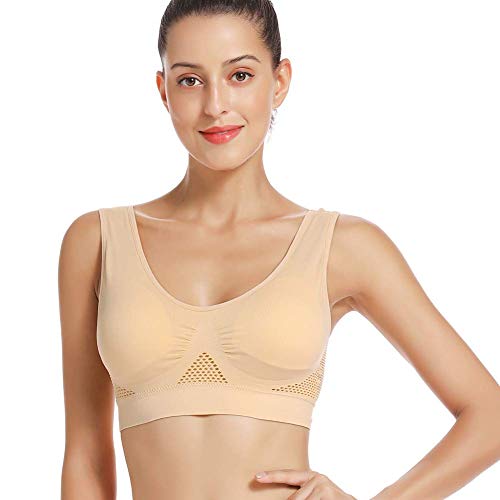 ZOEREA Sujetador Deportiva para Mujeres Cómodo Transpirable Tipo Chaleco Talla Grande Bra con Almohadilla para Fitness Run Ejercicio Medio Soporte 3 Pcs, XL