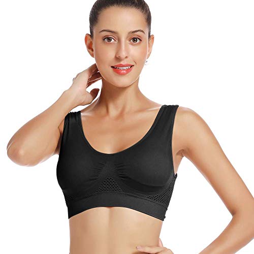 ZOEREA Sujetador Deportiva para Mujeres Cómodo Transpirable Tipo Chaleco Talla Grande Bra con Almohadilla para Fitness Run Ejercicio Medio Soporte 3 Pcs, XL