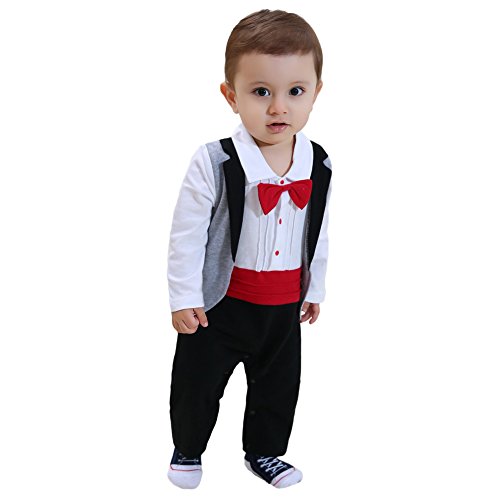 ZOEREA Uno-Pedazos de los bebés Romper el Smoking con el Bowknot para el Bautismo Boda ZOEREA Uno-Pedazos de los bebés Romper el Smoking con el Bowknot para el Bautismo Boda