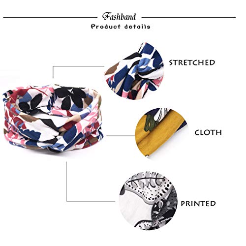 Zoestar Boho - Pañuelo para la cabeza, de yoga, con nudos cruzados, elegante, estampado, estilo vintage, elástico, para correr, para mujer (paquete de 5) Zoestar Boho - Pañuelo para la cabeza, de yoga, con nudos cruzados, elegante, estampado, estilo vintage, elástico, para correr, para mujer (paquete de 5)
