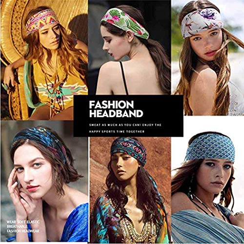 Zoestar Boho - Pañuelo para la cabeza, de yoga, con nudos cruzados, elegante, estampado, estilo vintage, elástico, para correr, para mujer (paquete de 5) Zoestar Boho - Pañuelo para la cabeza, de yoga, con nudos cruzados, elegante, estampado, estilo vintage, elástico, para correr, para mujer (paquete de 5)