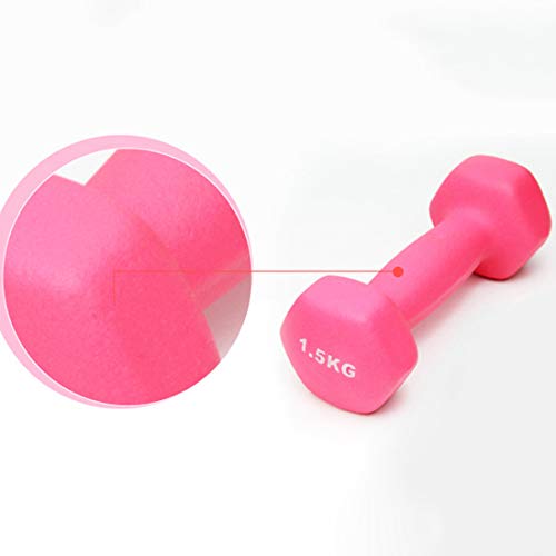 Zoey's store Mancuerna de neopreno para ejercicio en casa, fitness, muscular, para hombres, señoras, niños, brazos, pilates (rosa, 1 x 1,5 kg)