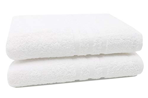 ZOLLNER 2 Toallas de baño Grandes 100% algodón, 100x150 cm, Blancas