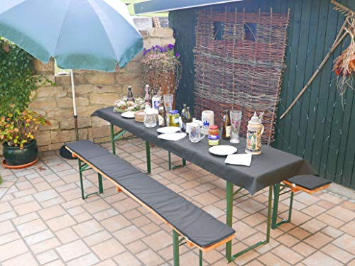 ZOLLNER Juego de 2 Cojines para Banco de Jardin y Mantel Gris, para Exterior ZOLLNER Juego de 2 Cojines para Banco de Jardin y Mantel Gris, para Exterior