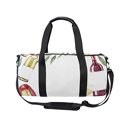 ZOMOY Bolsa de Deporte,Impresión de Marco de Alimentos Acuarela de Vino,Nuevo de Cubo de impresión Bolsas de Ejercicios Bolsa de Viaje Equipaje Bolsa de Lona ZOMOY Bolsa de Deporte,Impresión de Marco de Alimentos Acuarela de Vino,Nuevo de Cubo de impresión Bolsas de Ejercicios Bolsa de Viaje Equipaje Bolsa de Lona