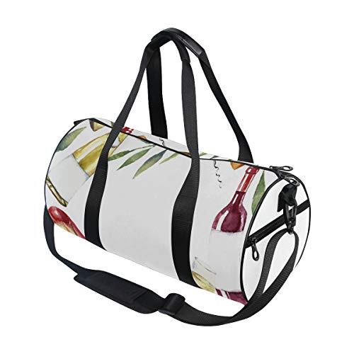 ZOMOY Bolsa de Deporte,Impresión de Marco de Alimentos Acuarela de Vino,Nuevo de Cubo de impresión Bolsas de Ejercicios Bolsa de Viaje Equipaje Bolsa de Lona ZOMOY Bolsa de Deporte,Impresión de Marco de Alimentos Acuarela de Vino,Nuevo de Cubo de impresión Bolsas de Ejercicios Bolsa de Viaje Equipaje Bolsa de Lona