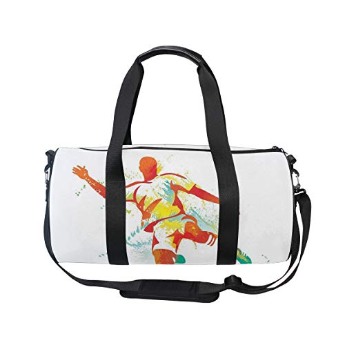 ZOMOY Bolsa de Deporte,Jugador de fútbol patea competiciones de Pelota Salpicaduras de Pintura Botas de Velocidad,Nuevo de Cubo de impresión Bolsas de Ejercicios Bolsa de Viaje Equipaje Bolsa de Lona