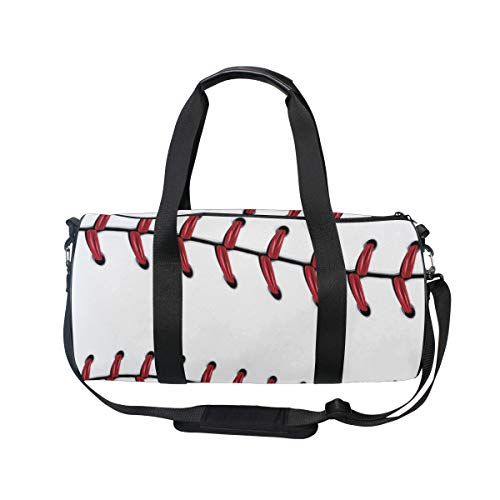 ZOMOY Bolsa de Deporte,Puntadas Rojas Softball Encaje de béisbol sobre b,Nuevo de Cubo de impresión Bolsas de Ejercicios Bolsa de Viaje Equipaje Bolsa de Lona