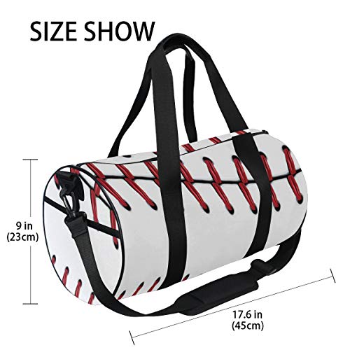 ZOMOY Bolsa de Deporte,Puntadas Rojas Softball Encaje de béisbol sobre b,Nuevo de Cubo de impresión Bolsas de Ejercicios Bolsa de Viaje Equipaje Bolsa de Lona