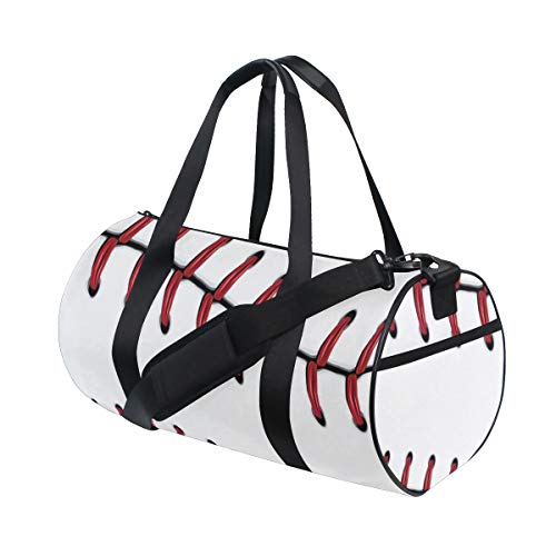 ZOMOY Bolsa de Deporte,Puntadas Rojas Softball Encaje de béisbol sobre b,Nuevo de Cubo de impresión Bolsas de Ejercicios Bolsa de Viaje Equipaje Bolsa de Lona