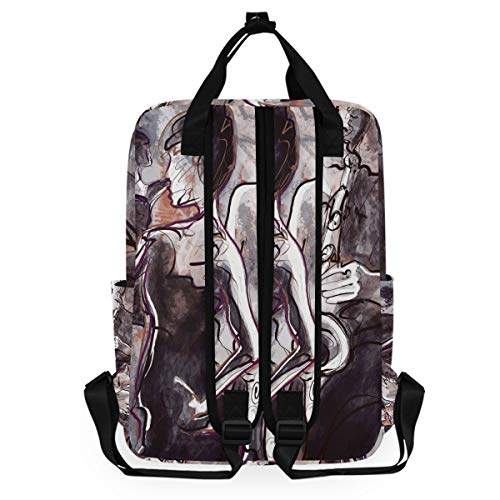 ZOMOY Mochilas，Ilustración Vectorial Bailarines Jazz Band，Nuevo portátil Informal Ligero Mochila de Lona Colegio Viaje Bolsa de Hombro Camping Escalada Senderismo Bolsas