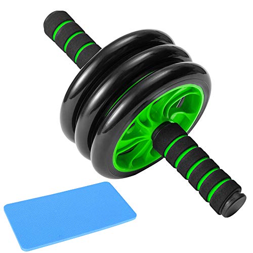 ZoneYan AB Roller, AB Wheel Roller, Rodillo para Abdominales Hipopresivos, Rueda Abdominales Fitness, AB Rueda para Flexiones, Rueda Abdominal de 3 Rueda, con Alfombrilla de Rodilla, Three Rounds