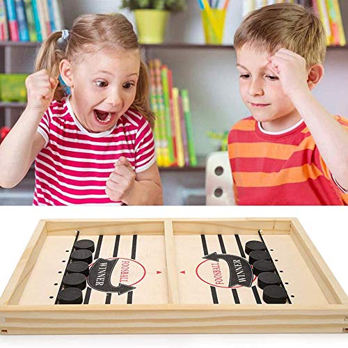 ZoneYan Juego de Mesa de Hockey de Madera, Juego de Hockey de Escritorio, Hockey de Madera portatil, Fast Sling Puck Game, ajedrez catapulta, Juego de Mesa Fast Sling Puck, para Niños Adultos (P)