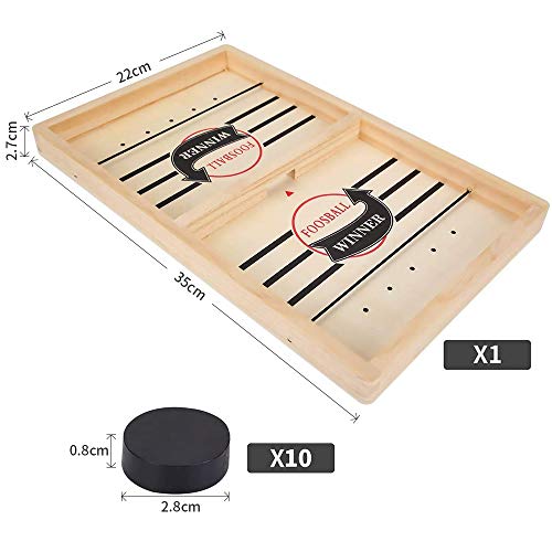 ZoneYan Juego de Mesa de Hockey de Madera, Juego de Hockey de Escritorio, Hockey de Madera portatil, Fast Sling Puck Game, ajedrez catapulta, Juego de Mesa Fast Sling Puck, para Niños Adultos (P)