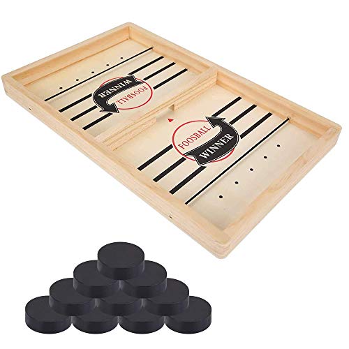 ZoneYan Juego de Mesa de Hockey de Madera, Juego de Hockey de Escritorio, Hockey de Madera portatil, Fast Sling Puck Game, ajedrez catapulta, Juego de Mesa Fast Sling Puck, para Niños Adultos (P)