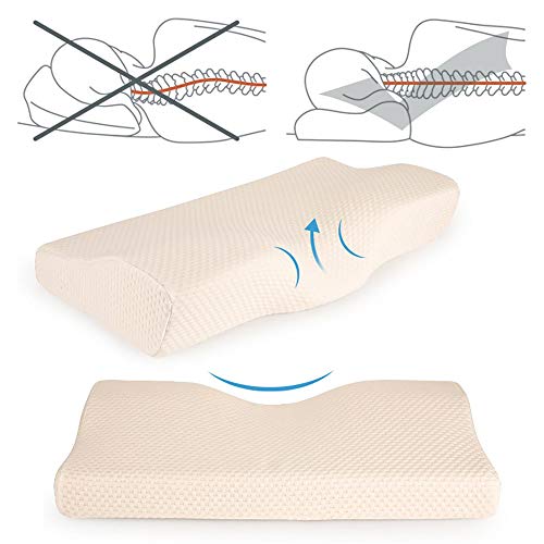 ZoneYan Mariposa Almohada Espuma Memoria, Almohada Cervical Ortopedica Viscoelastica Durmiente, Ergonómico Contorno Cojín Mariposa, Almohada Reduce Dolores Cervicales