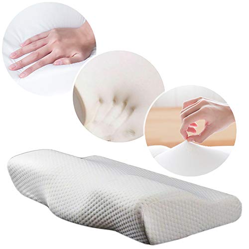 ZoneYan Mariposa Almohada Espuma Memoria, Almohada Cervical Ortopedica Viscoelastica Durmiente, Ergonómico Contorno Cojín Mariposa, Almohada Reduce Dolores Cervicales