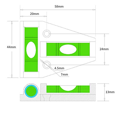 ZoneYan Nivel de Burbuja Pequeño, Mini Nivel de Burbuja, Mini Niveladora, Mini Nivel de Burbuja de 2 vías, Nivel de Burbuja Tipo T, Ligero y Fácil de Usar Herramientas de Medición de Nivel