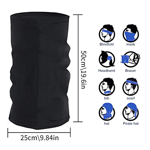 ZONSUSE Braga Cuello - Protección de Cuello de Pasamontañas Moto Bufanda de Pesca Bandana para Sol Protección contra el Polvo UV Polainas de Cuello para Ciclismo Correr Senderismo (Negro)