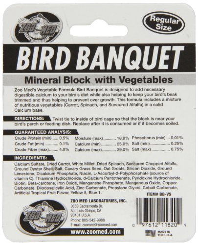 Zoo Med Bird Banquet - Bloque de alimento para pájaros, Mezcla de Verduras, pequeño, 1 x 28 g