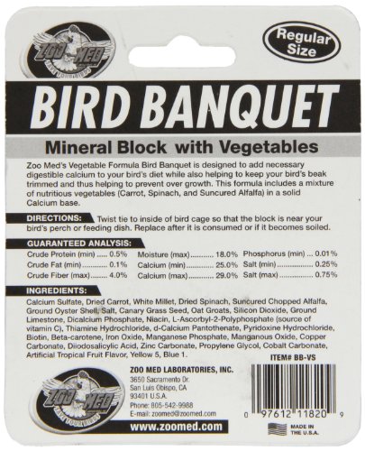 Zoo Med Bird Banquet - Bloque de alimento para pájaros, Mezcla de Verduras, pequeño, 1 x 28 g Zoo Med Bird Banquet - Bloque de alimento para pájaros, Mezcla de Verduras, pequeño, 1 x 28 g