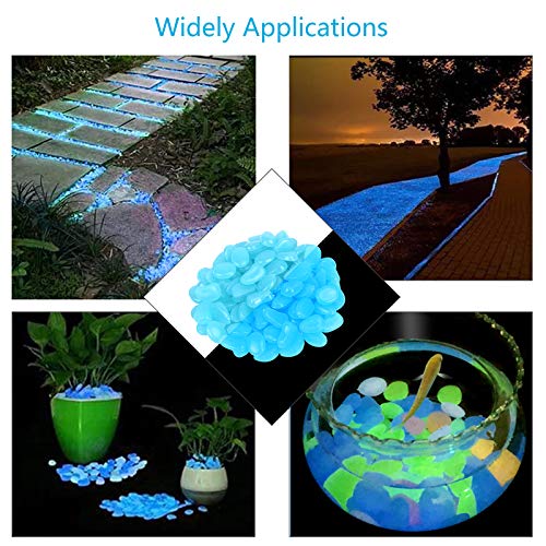 ZoomSky Piedras Luminosas Azul 200pcs Stone Brillante Roca Fluorescente Adorno pecera para Decorar jardín hogar Botella Maceta Acuario balcón Pared Piscina y Lago y identificar vereda en Patio