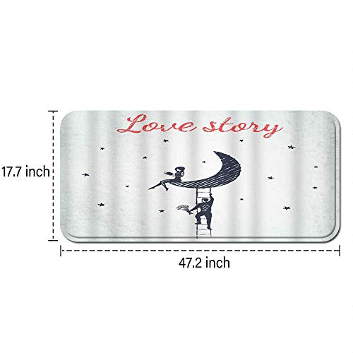 ZORMIEY Alfombras Cocina Lavable Antideslizante Alfombrilla de Goma Alfombra de Baño Alfombrillas Cocina 45x120cm,Bosquejo del Concepto Historia Amor con Niño Niña Flores Subir Escaleras Luna ZORMIEY Alfombras Cocina Lavable Antideslizante Alfombrilla de Goma Alfombra de Baño Alfombrillas Cocina 45x120cm,Bosquejo del Concepto Historia Amor con Niño Niña Flores Subir Escaleras Luna