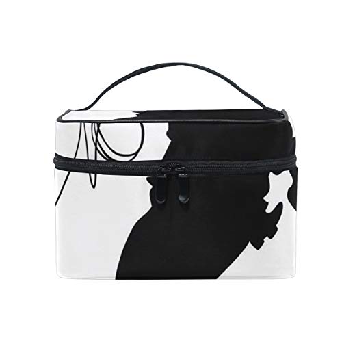 ZORMIEY Bolsa de cosméticos grande, bolsa de lavado, bolsa de almacenamiento para mujeres,Vaquero y caballo silueta hombre con sombrero sombra Texas