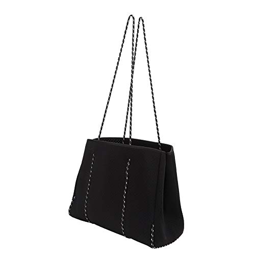 Zouminyy Bolso de Playa Informal para mamá, Correa de Mano, cinturón de Moda, Bolso de Compras, Bolso de Playa de Neopreno, para Correr, Correr, Hombres, Mujeres, Andar en Bicicleta, Viajar,(Black)