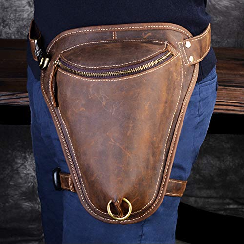 ZPF Paquete de Cintura de Cuero Vintage, cinturón de Bolsa de Pierna Ajustable Impermeable para Hombres y Mujeres, para Deportes al Aire Libre, Ciclismo, Senderismo, Camping