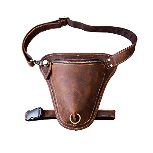 ZPF Paquete de Cintura de Cuero Vintage, cinturón de Bolsa de Pierna Ajustable Impermeable para Hombres y Mujeres, para Deportes al Aire Libre, Ciclismo, Senderismo, Camping