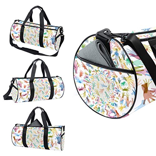 Z&Q Bolsa de Lona para Gimnasio Palma de Color Durante la Noche Weekender Equipaje de Viaje Deporte Atlético Impermeable seco Mojado Bolso para niños 45x23x23cm